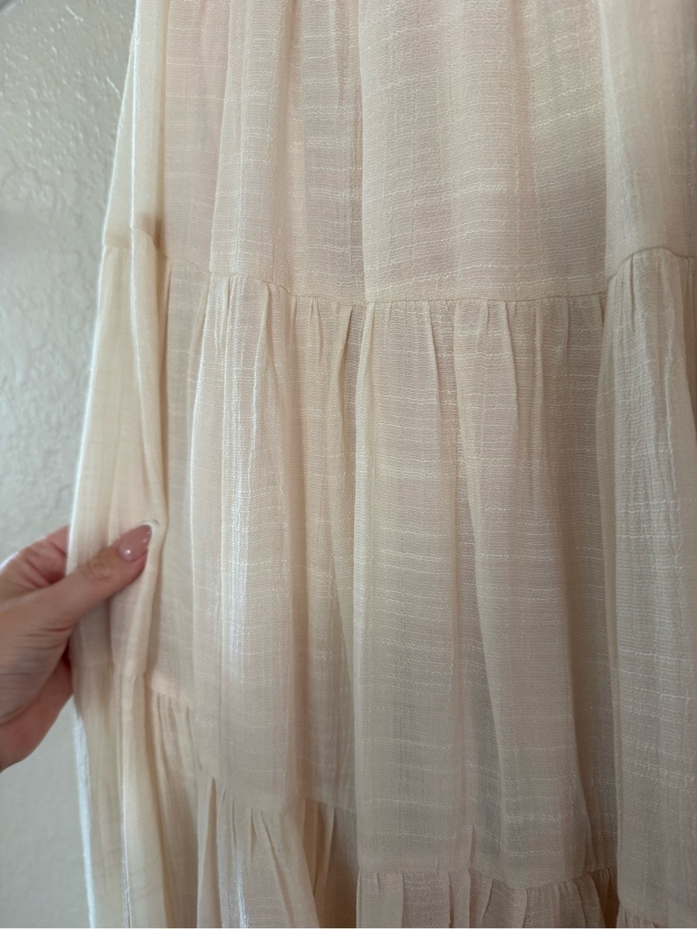 NWT Aakaa Smocked Waist Cream Tiered Maxi Skirt (m) - Picture 4 of 6